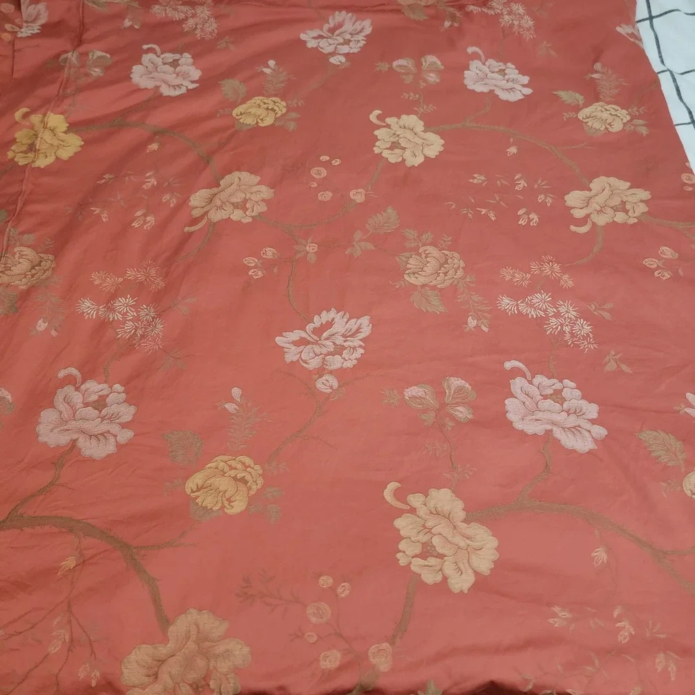 Sferra King Duvet Set 3 piece Terracotta Floral Egyptian Cotton Jacquard Italy